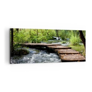 Obraz na płótnie - Nad pienistą kaskadą - 100x40 cm