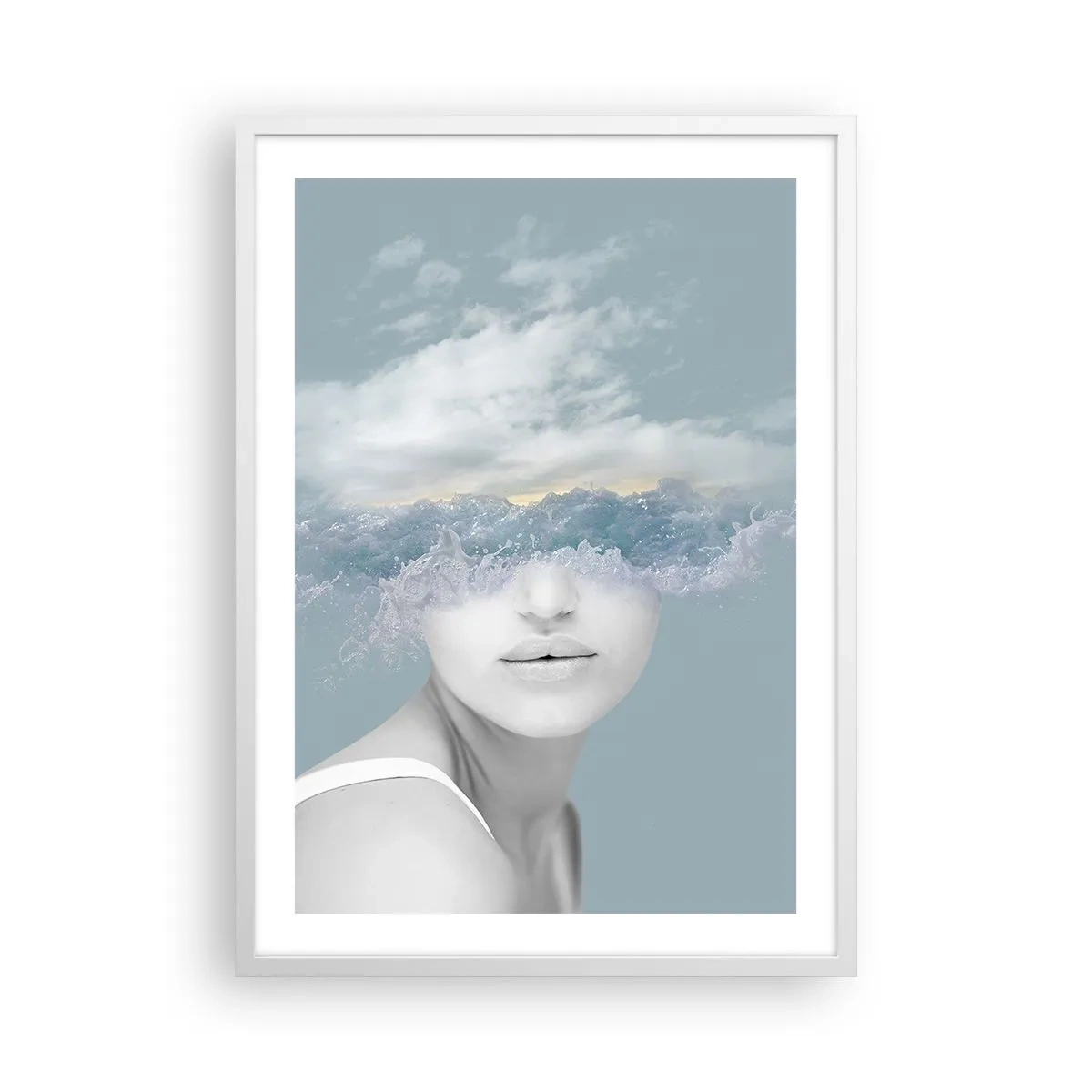 Plakat w białej ramie - Z głową w chmurach - 50x70 cm