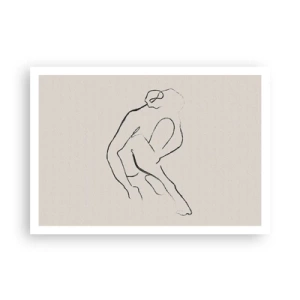 Plakat - Minimalistyczna sylwetka w czerni na jasnym tle - 100x70cm - Szkic intymny - Nowoczesna dekoracja ścienna do salonu i sypialni ARTTOR