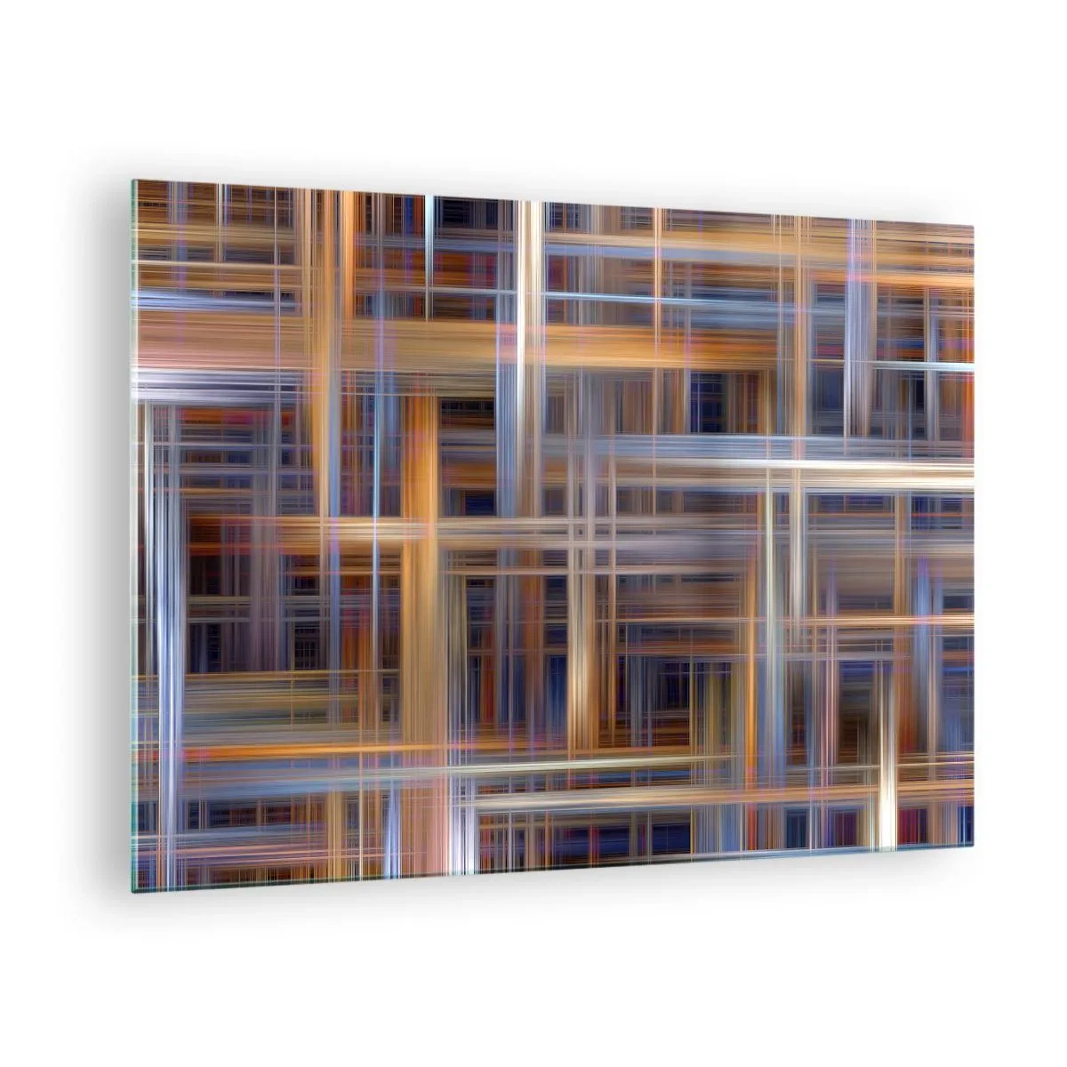 Obraz na szkle - Geometryczny wzór linii i kolorów w stylu abstrakcyjnym - 70x50cm - Utkane ze światła - Nowoczesna dekoracja ścienna do salonu i sypialni ARTTOR