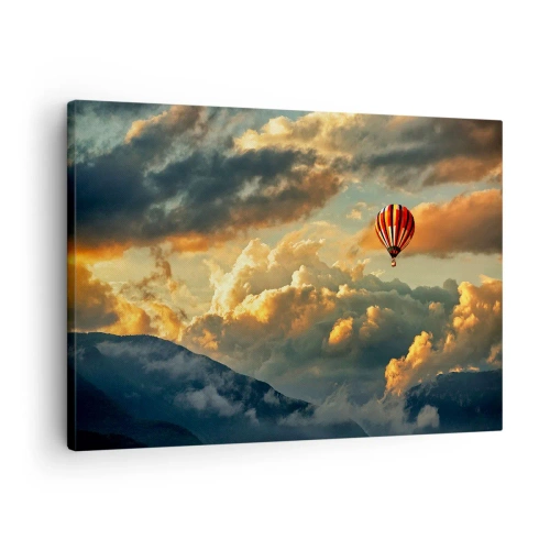 Obraz na płótnie - Balon na tle dramatycznych chmur - 70x50cm - Lecę, bo chcę - Nowoczesna dekoracja ścienna do salonu i sypialni ARTTOR