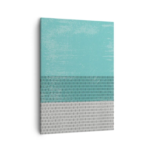Obraz na płótnie - Abstrakcyjna kompozycja w odcieniach turkusu i szarości z geometrycznym wzorem - 50x70cm - Kompozycja zrównoważona - Nowoczesna dekoracja ścienna do salonu, kuchni i sypialni ARTTOR