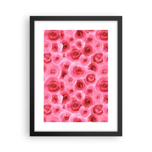 Plakat w czarnej ramie - Róże na dole i na górze - 30x40 cm