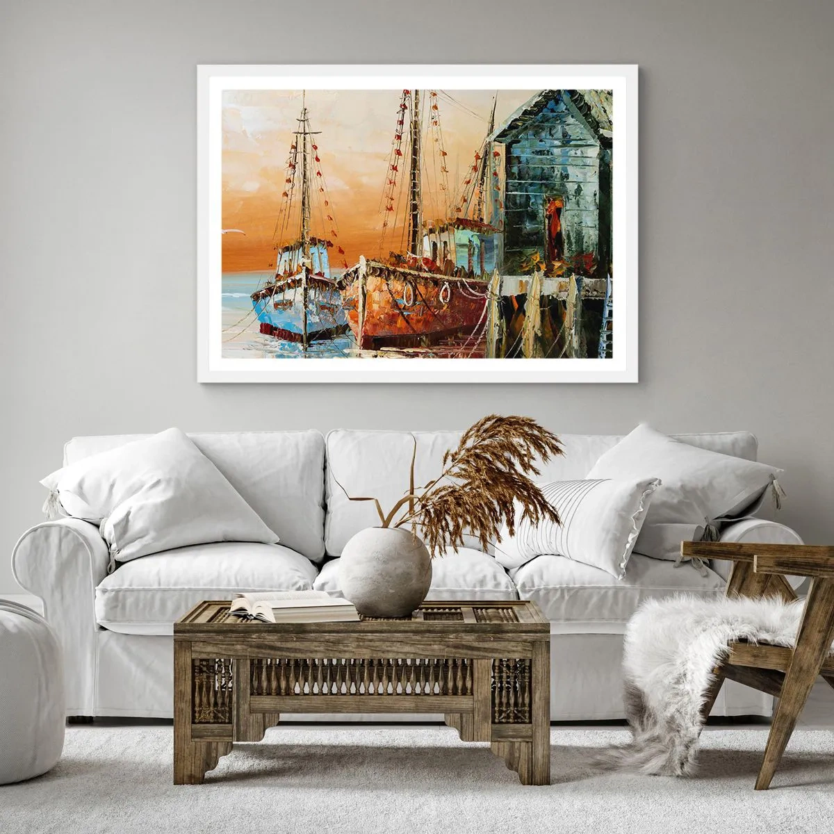 Plakat w białej ramie - Spokojny powrót - 50x50 cm