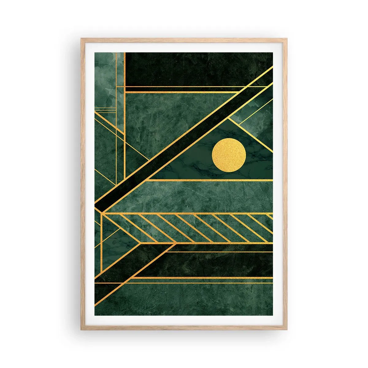 Plakat w ramie jasny dąb - Dynamika złota i lazuru - 70x100 cm