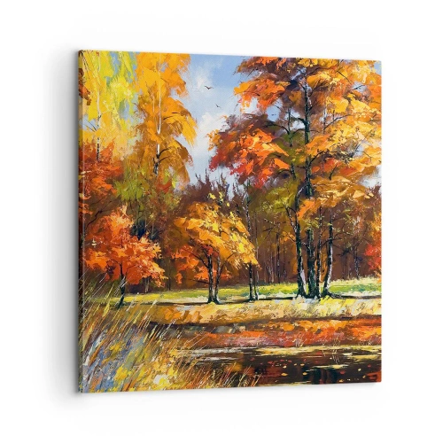 Obraz na płótnie - Pejzaż w złocie i brązie - 60x60 cm