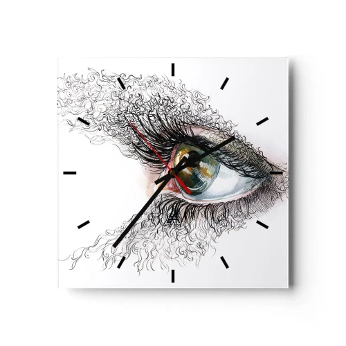 Zegar ścienny - Artystyczne oko z żółto-zieloną tęczówką i misternymi detalami - 30x30cm - Zajrzyj wprost do duszy - Nowoczesna dekoracja ścienna do salonu i sypialni ARTTOR
