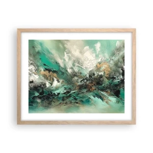 Plakat w ramie jasny dąb - Szmaragdowo-czarna kipiel - 50x40 cm