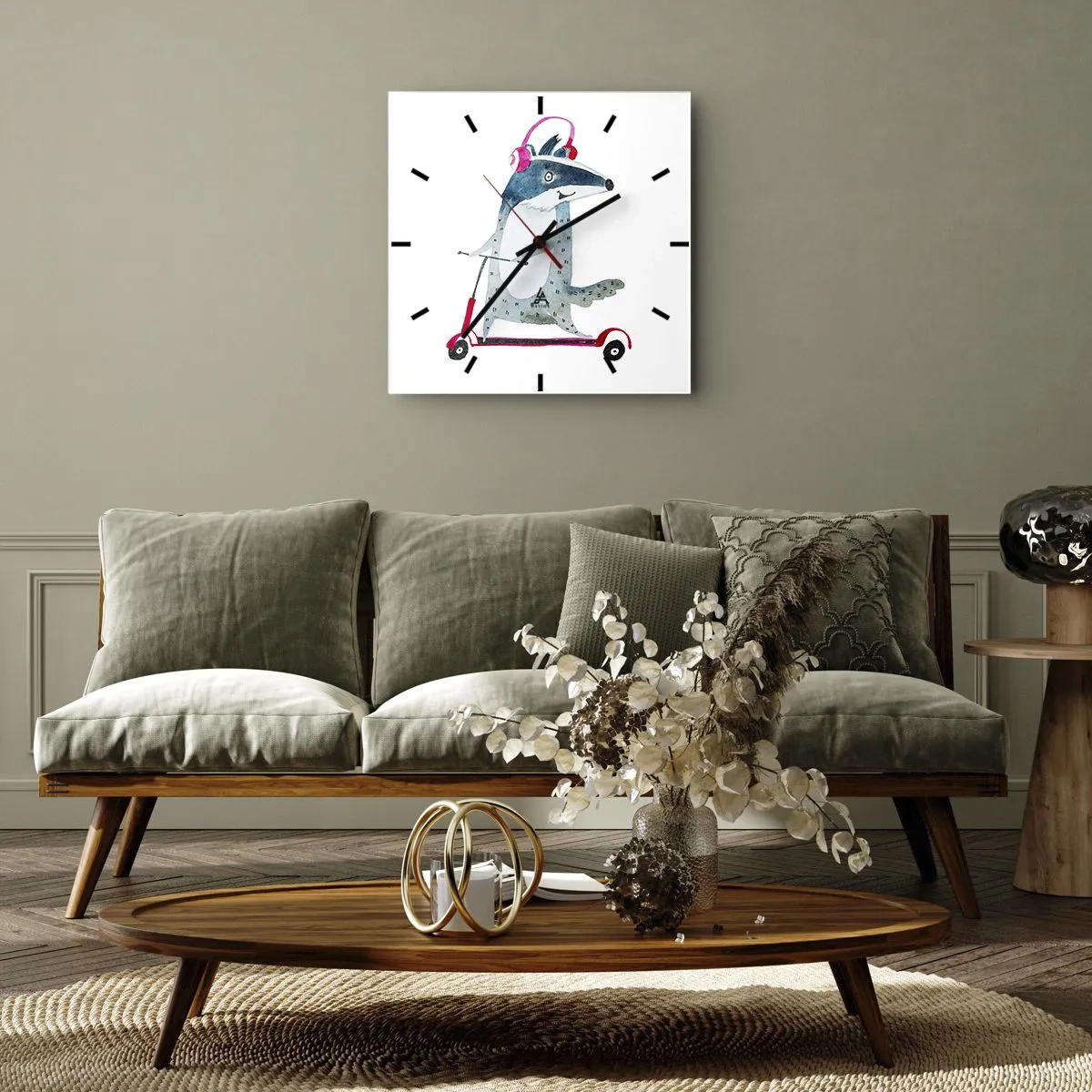 Zegar ścienny - Borsucze radości - 40x40 cm