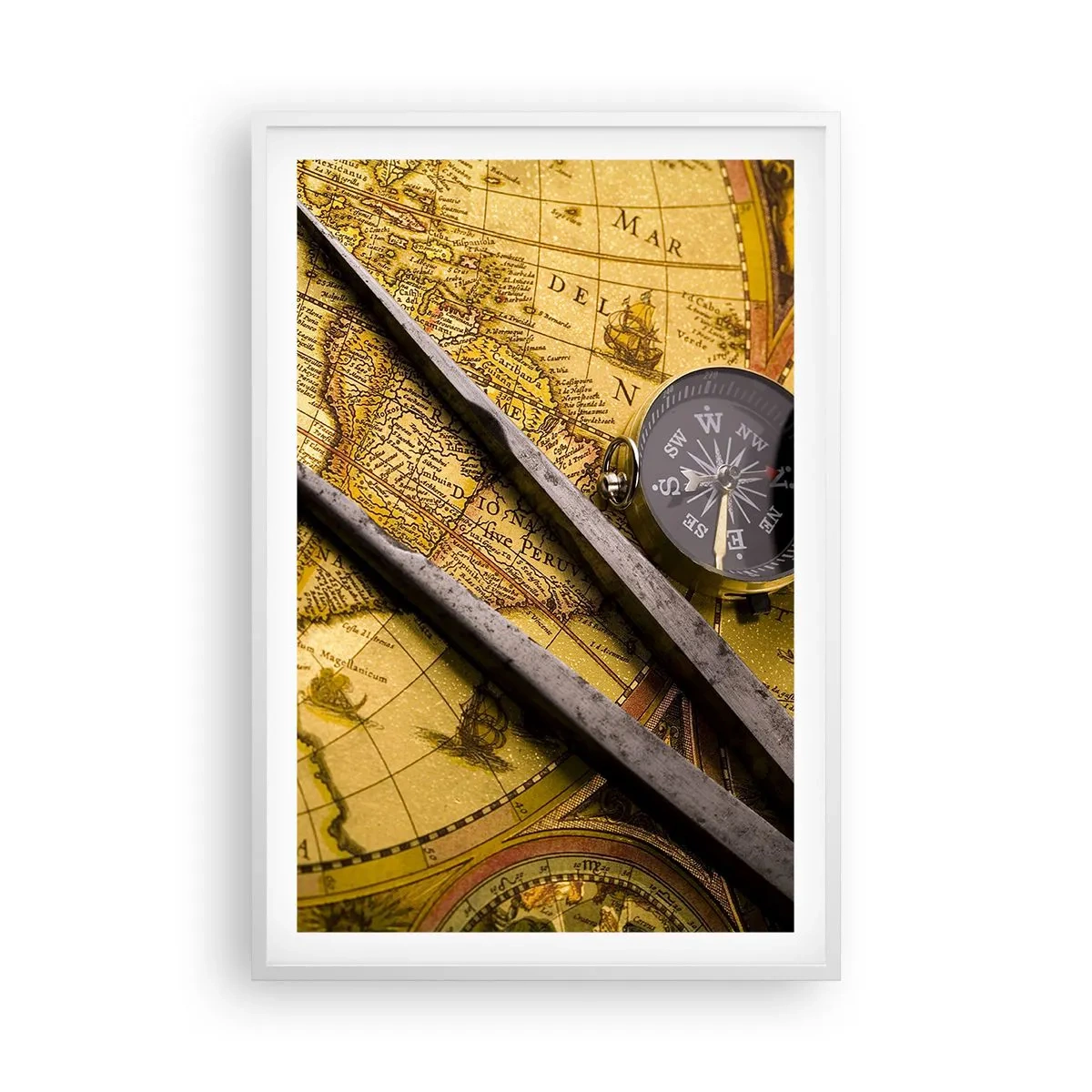 Plakat w białej ramie - Gdze te skarby? - 61x91 cm