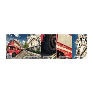 Fototapeta Próbka Samoprzylepna Deluxe Sticker - Londyńska ulica w szarości i czerwieni - Miasto, Londyn, Czerwony Autobus - 100x30 cm