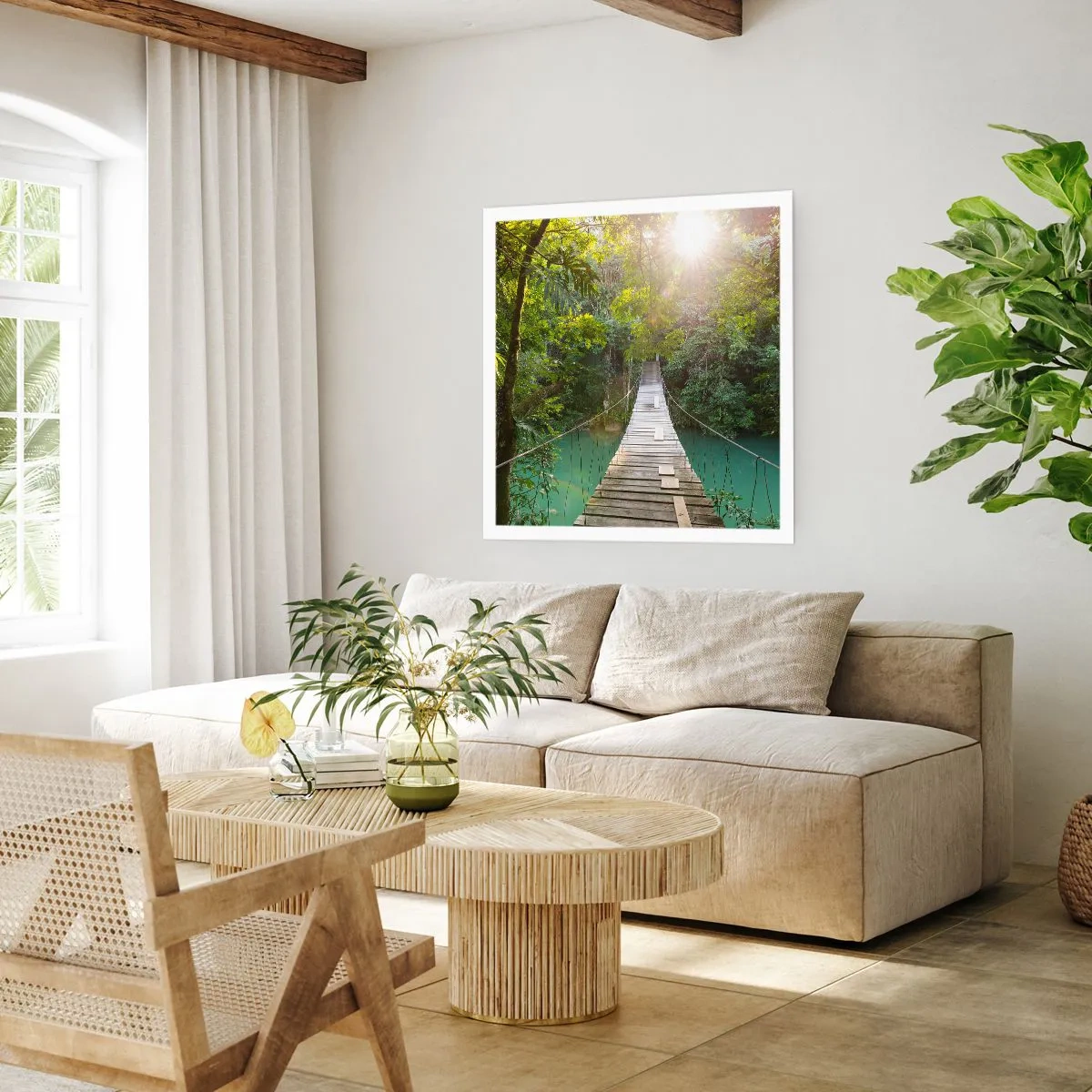 Plakat - Nad lazurową wodą do lazurowego lasu - 60x60 cm