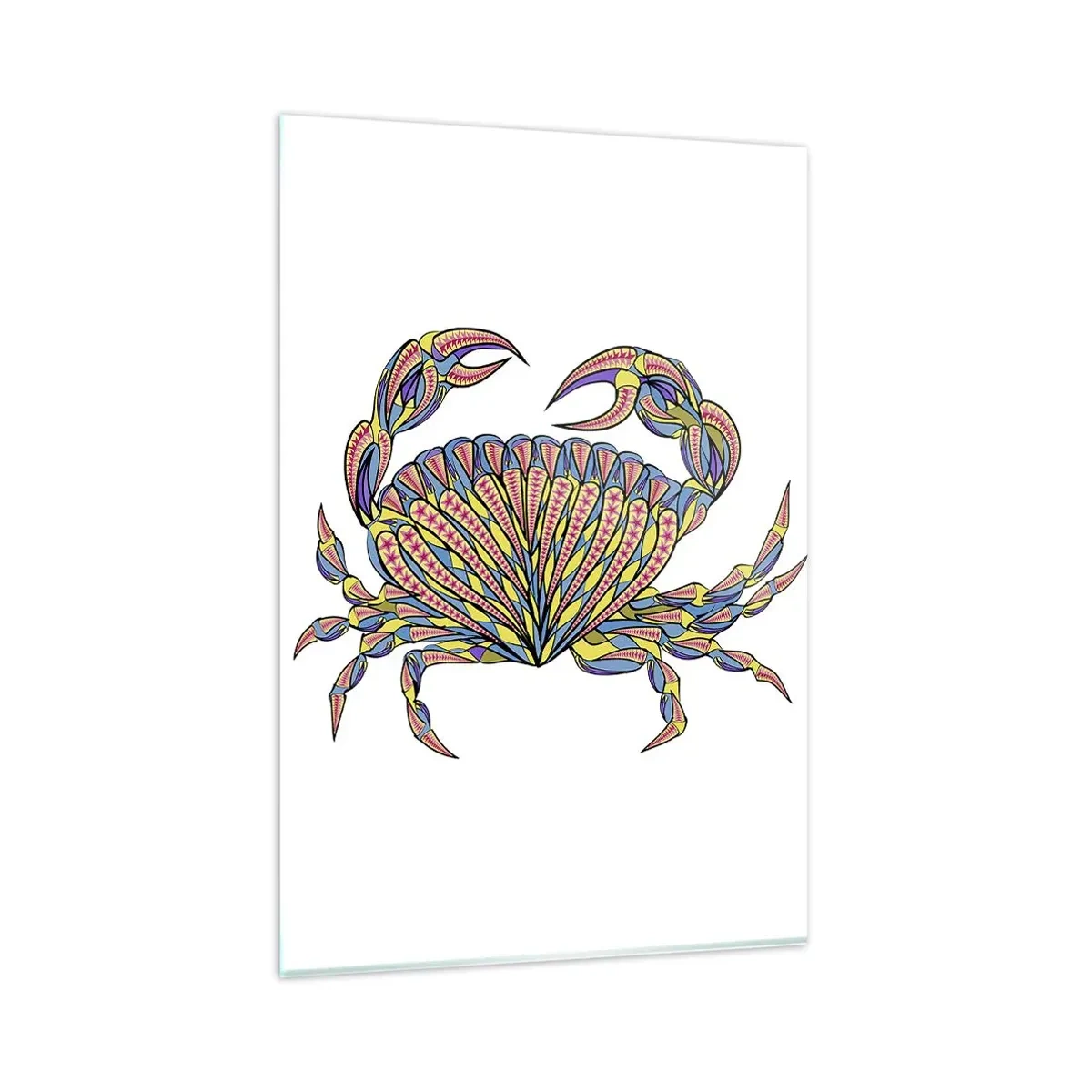 Obraz na szkle - Kolorowy krab w artystycznym stylu - 80x120cm - Morska biżuteria - Nowoczesna dekoracja ścienna do salonu i sypialni ARTTOR