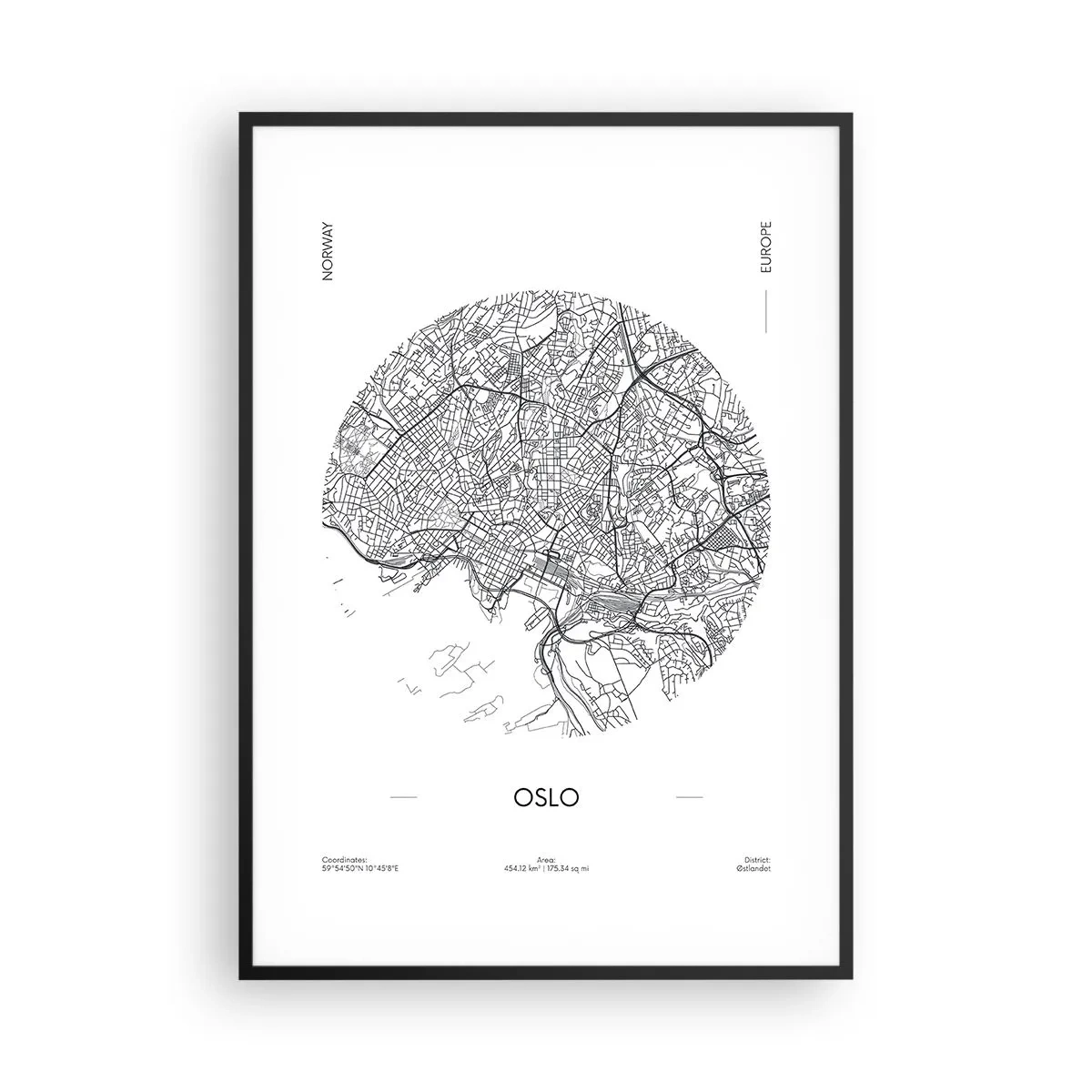 Plakat w czarnej ramie - Anatomia Oslo - 70x100 cm