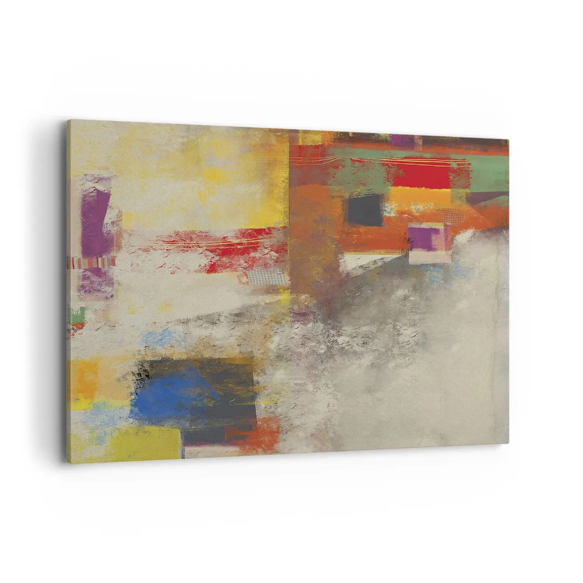 Obraz na płótnie - Kolorowa abstrakcja z geometrycznymi kształtami - 120x80cm - Geometria barw - Nowoczesna dekoracja ścienna do salonu, kuchni i sypialni ARTTOR