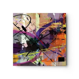Zegar ścienny - Kolorowy abstrakcyjny wzór z dynamicznymi liniami i kształtami - 30x30cm - Można wprost lub naokoło - Nowoczesna dekoracja ścienna do salonu i sypialni ARTTOR