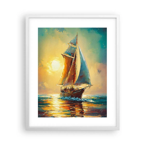 Plakat w białej ramie - Pod pełnymi żaglami - 40x50 cm