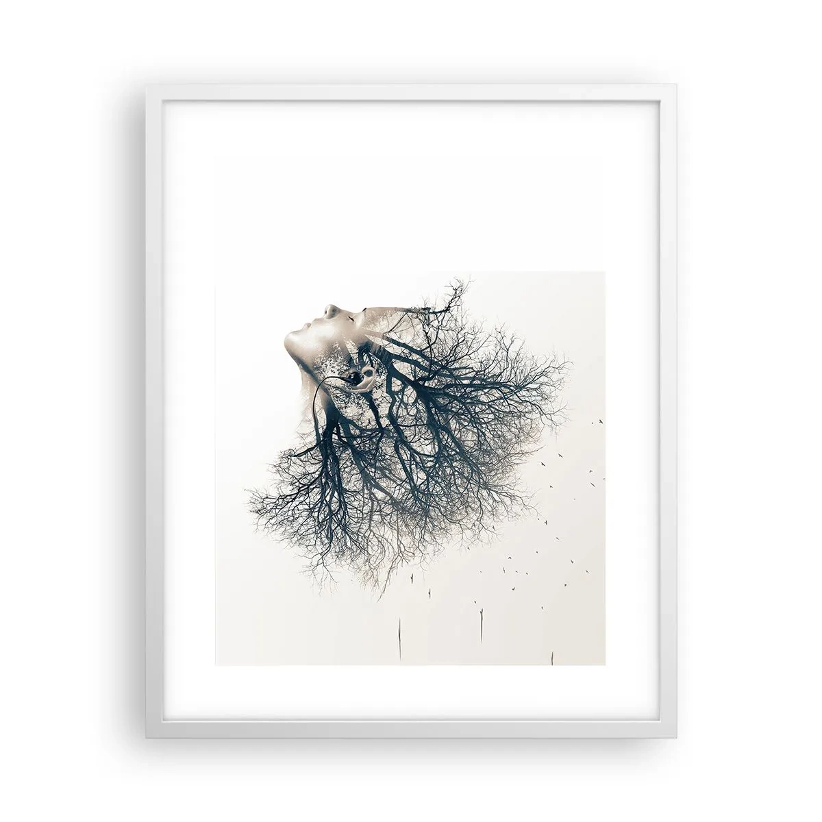 Plakat w białej ramie - Zasłuchana w szept drzewa - 40x50 cm