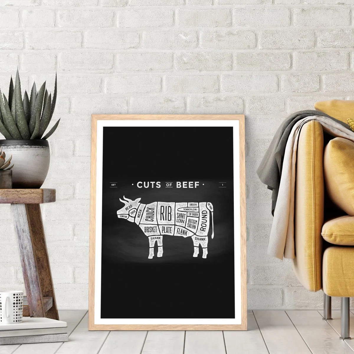 Plakat w ramie jasny dąb - Elementarz masarza - 70x100 cm