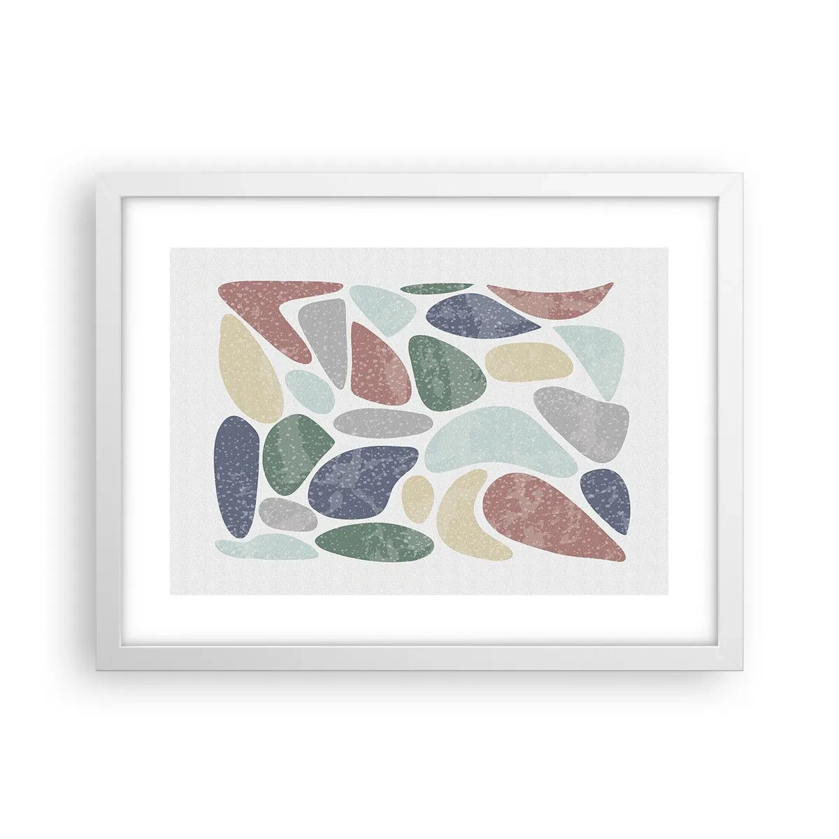 Plakat w białej ramie - Mozaika pudrowanych barw - 40x30 cm