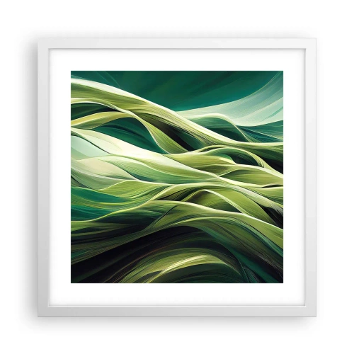 Plakat w białej ramie - Abstrakcyjna gra w zielone - 40x40 cm