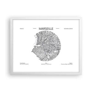 Plakat w białej ramie - Anatomia Marsylii - 50x40 cm