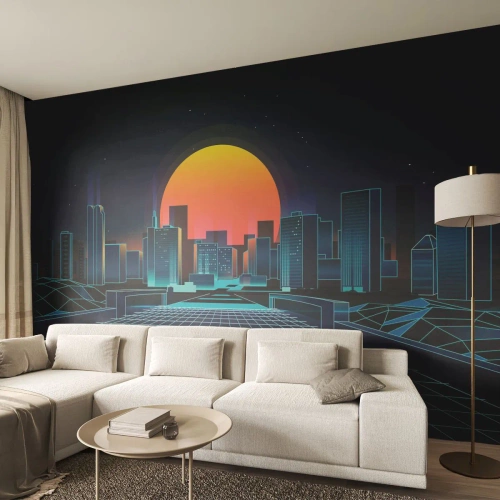 Fototapeta Premium Canvas - Wciąż chcesz do realu? - Abstrakcja, Miasto, Słońce - 250x175 cm