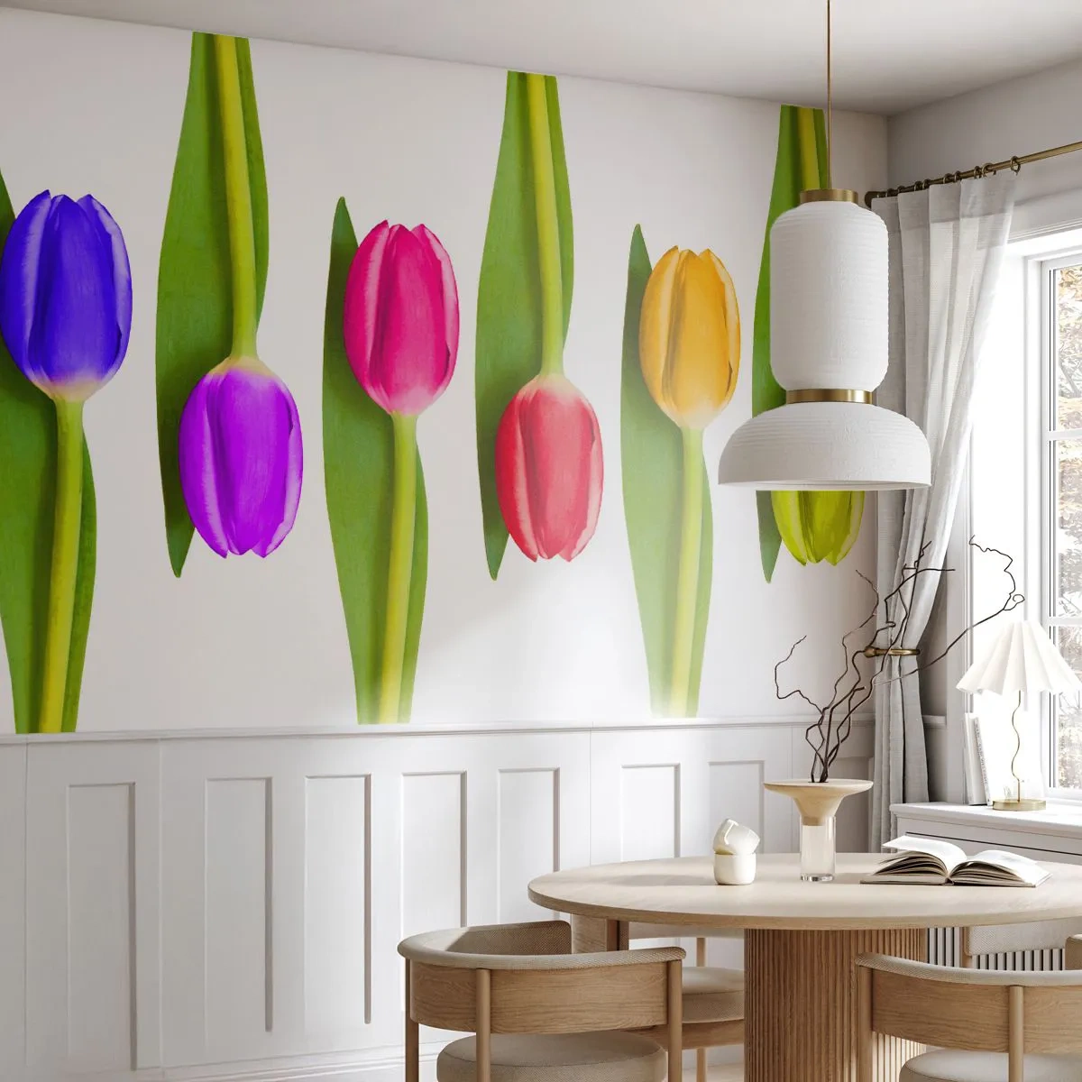 Fototapeta Premium Sand - Tęczowa kompozycja - Kwiaty, Tulipany, Natura - 400x280 cm