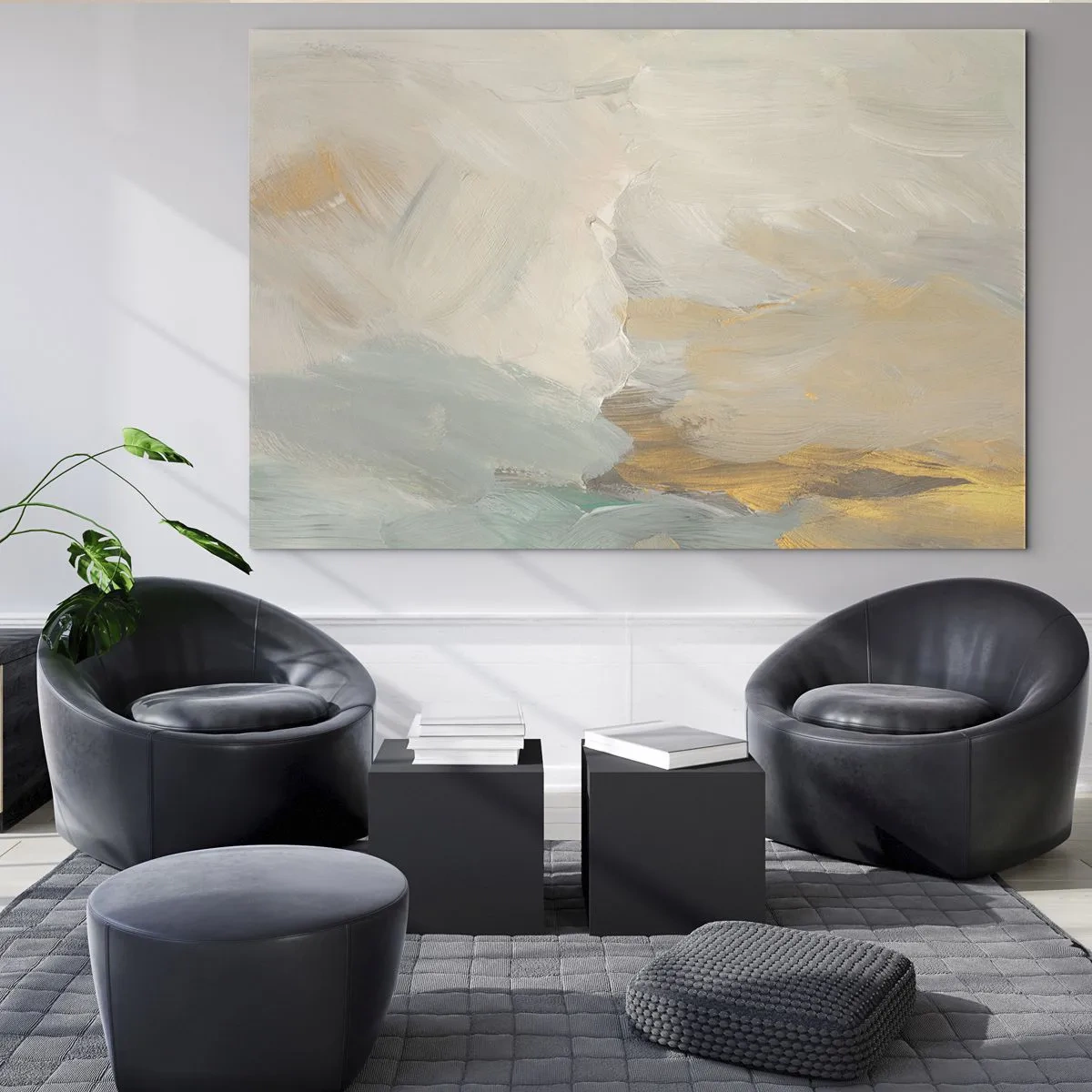 Obraz na szkle - Jasna abstrakcja z delikatnymi pociągnięciami pędzla - 70x50cm - Abstrakcja – kraina łagodności - Nowoczesna dekoracja ścienna do salonu i sypialni ARTTOR