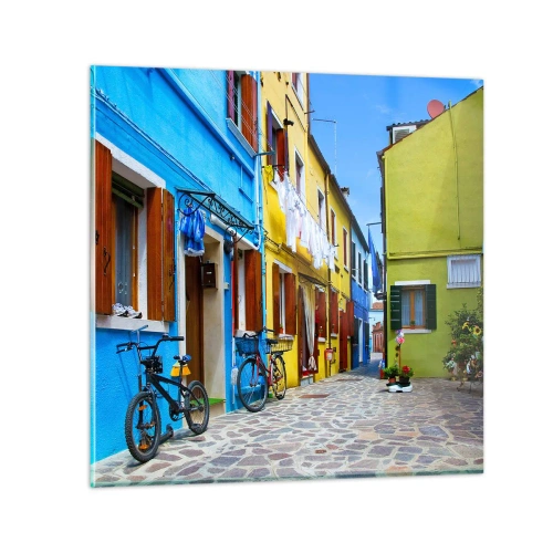 Obraz na szkle - Pastelowy, słodki zaułek - 40x40 cm