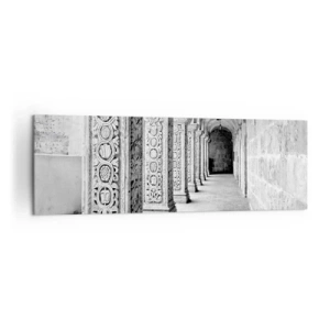 Obraz na płótnie - Zabytkowe kolumny w monochromatycznym ujęciu - 160x50cm - A dokąd to…? - Nowoczesna dekoracja ścienna do salonu i sypialni ARTTOR