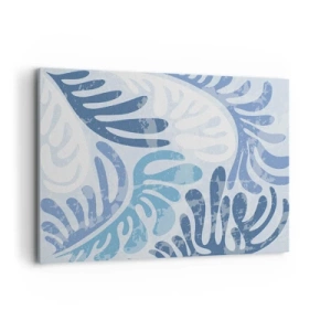 Obraz na płótnie - Abstrakcyjne kształty w odcieniach błękitu na białym tle - 120x80cm - Błękitne paprocie - Nowoczesna dekoracja ścienna do salonu, kuchni i sypialni ARTTOR