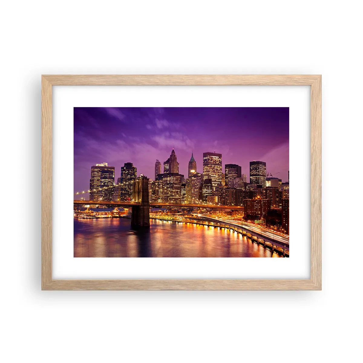 Plakat w ramie jasny dąb - Fioletowo-złoty Manhathann - 40x30 cm