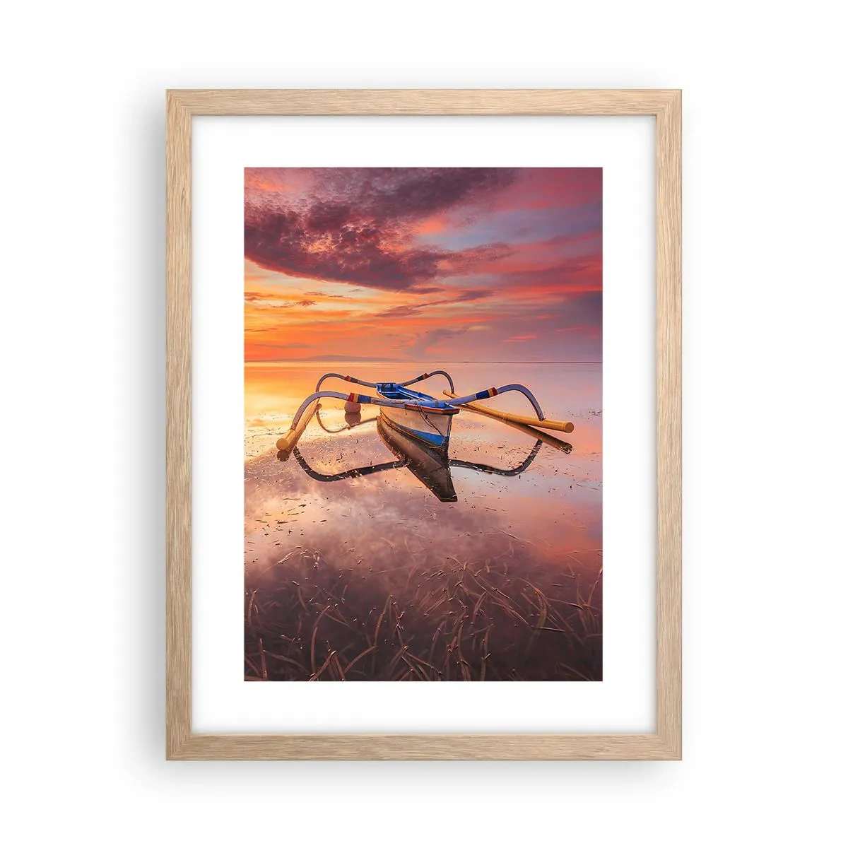 Plakat w ramie jasny dąb - Spokój tropikalnego wieczoru - 30x40 cm