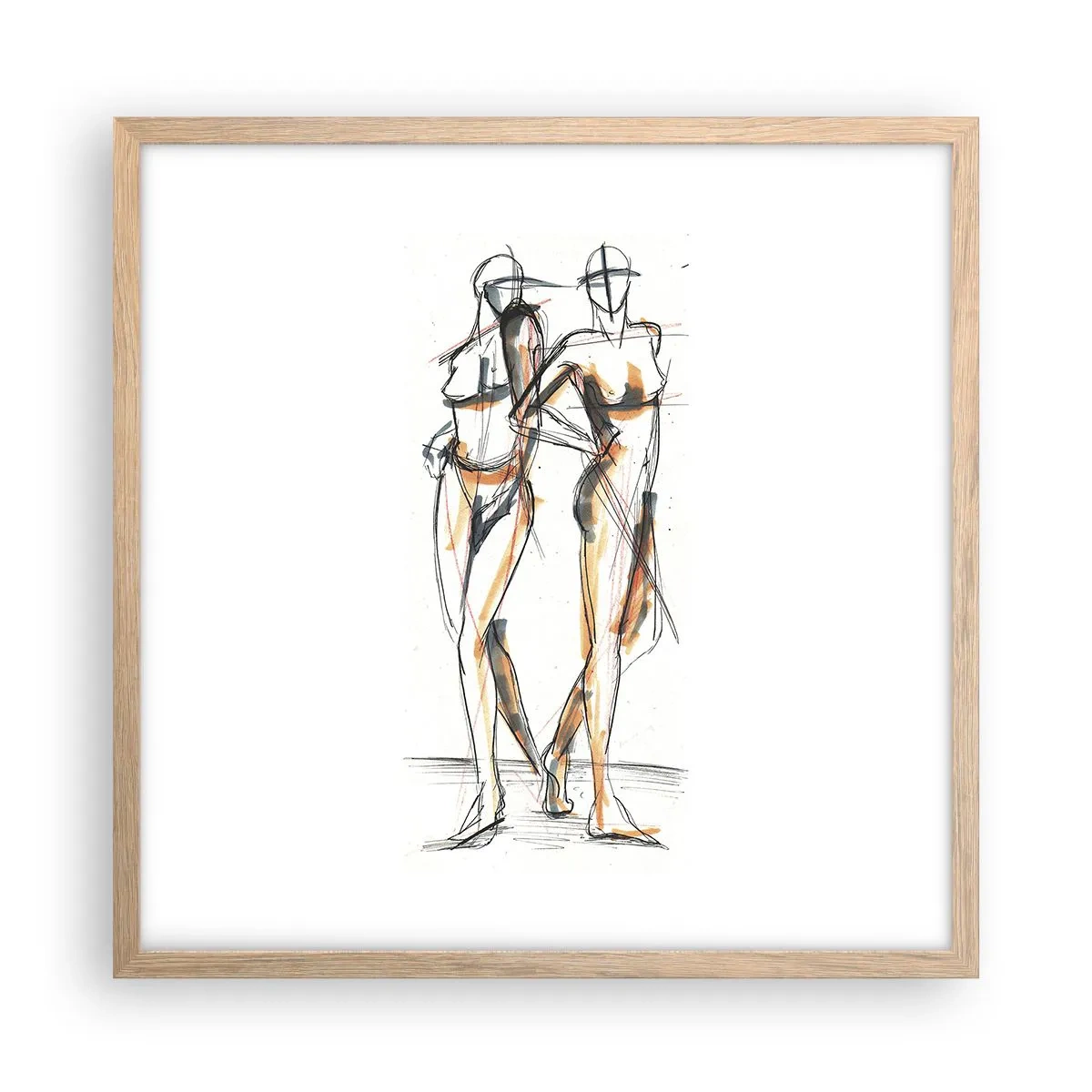Plakat w ramie jasny dąb - Studium wdzięku - 50x50 cm
