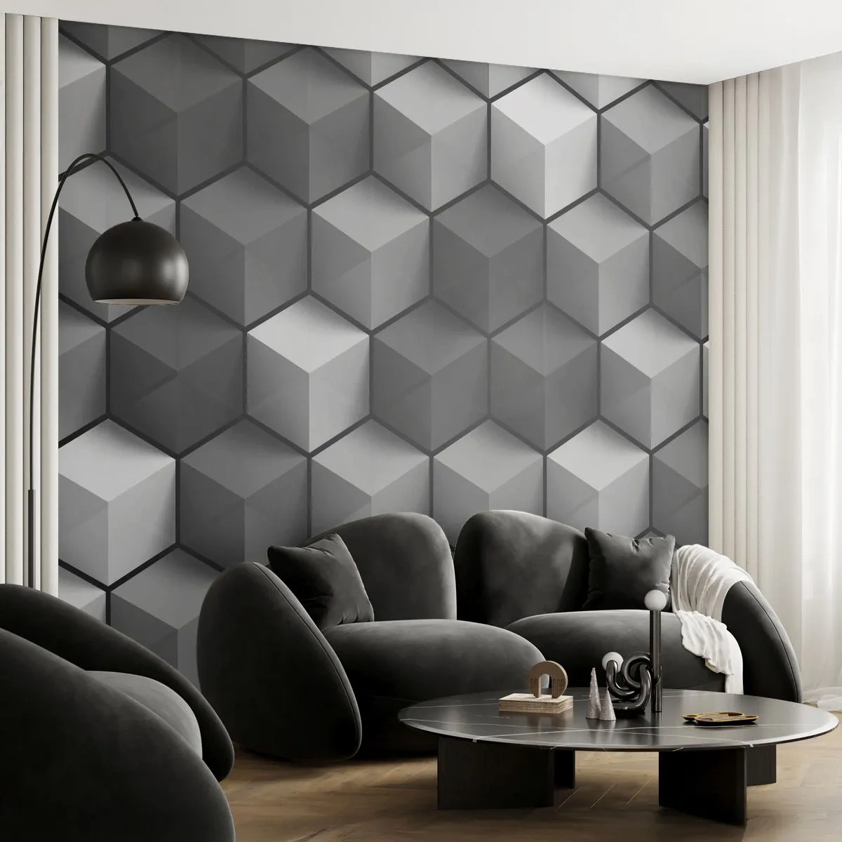 Fototapeta Premium Canvas - Kubistyczna układanka - 3D, Sześcian, Nowoczesny - 250x175 cm