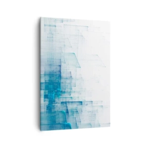 Obraz na płótnie - Abstrakcyjne kształty geometryczne w odcieniach błękitu - 70x100cm - Jak stała się przestrzeń - Nowoczesna dekoracja ścienna do salonu i sypialni ARTTOR