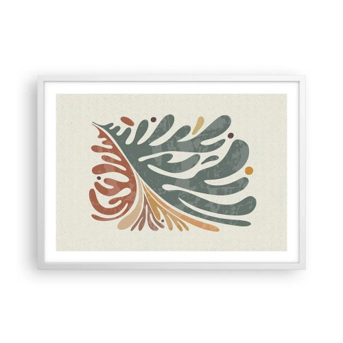 Plakat w białej ramie - Wielobarwny liść - 70x50 cm