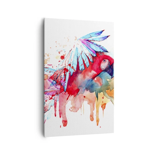 Obraz na płótnie - Papuga w artystycznym stylu akwarelowym - 80x120cm - Kolorowe Papugi - Nowoczesna dekoracja ścienna do salonu i sypialni ARTTOR