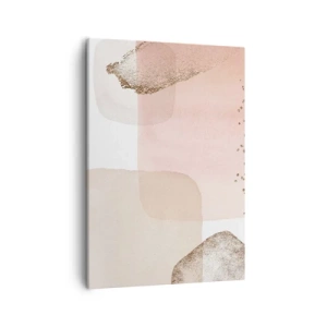 Obraz na płótnie - Abstrakcyjne plamy w odcieniach beżu, różu i złota - 50x70cm - Spojrzenie przez kolor - Nowoczesna dekoracja ścienna do salonu, kuchni i sypialni ARTTOR