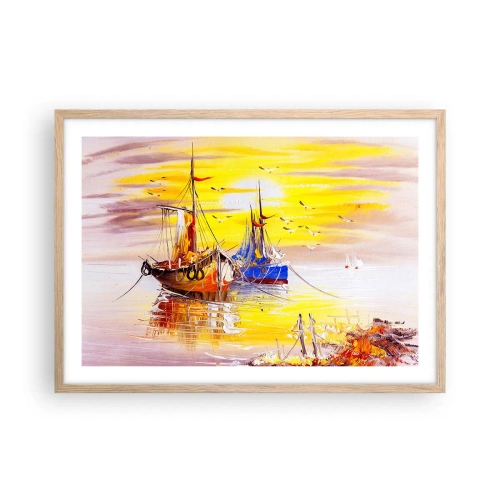 Plakat w ramie jasny dąb - Zasłużony odpoczynek w porcie - 70x50 cm