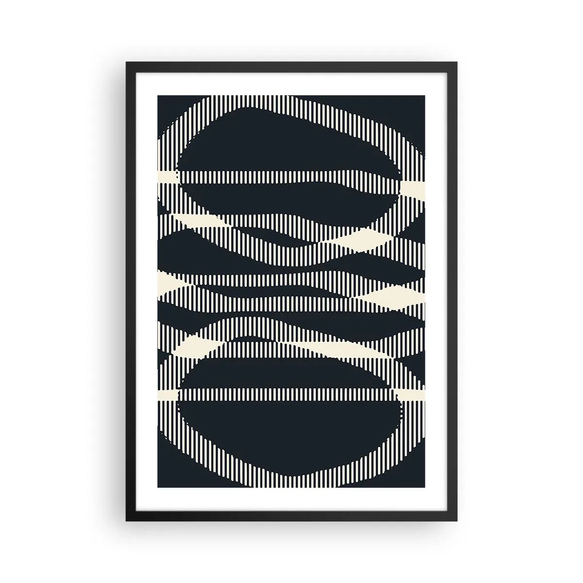 Plakat w czarnej ramie - Abstrakcyjny motyw geometryczny w odcieniach czerni i bieli - 50x70cm - Próba przełamania ciemności - Nowoczesna dekoracja ścienna do salonu i sypialni ARTTOR