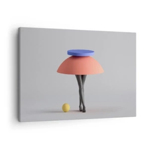 Obraz na płótnie - Abstrakcyjna kompozycja geometryczna z nogami i kulą - 70x50cm - Kompozycja surrealistyczna - Nowoczesna dekoracja ścienna do salonu i sypialni ARTTOR