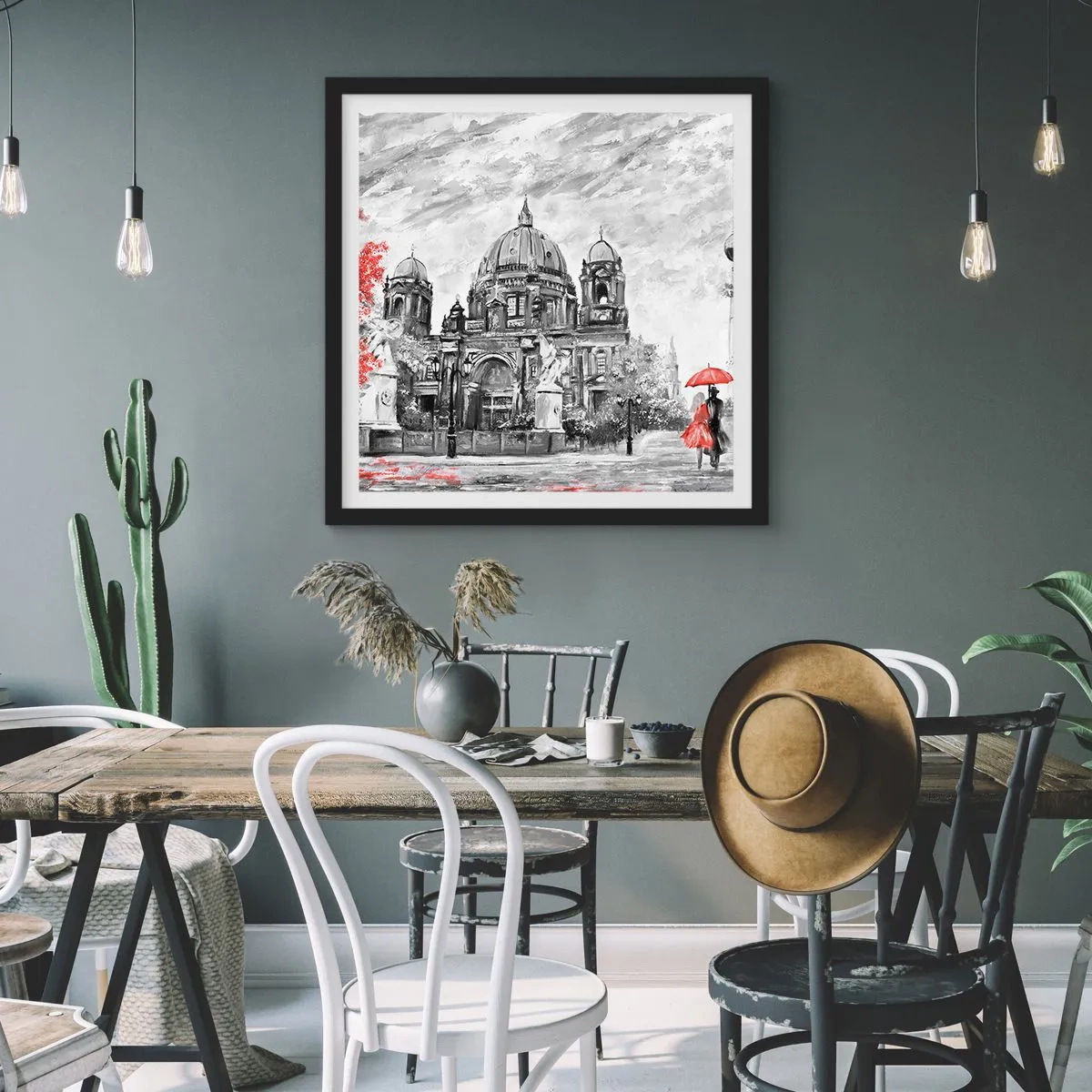 Plakat w czarnej ramie - Berlińskie spotkanie - 40x40 cm