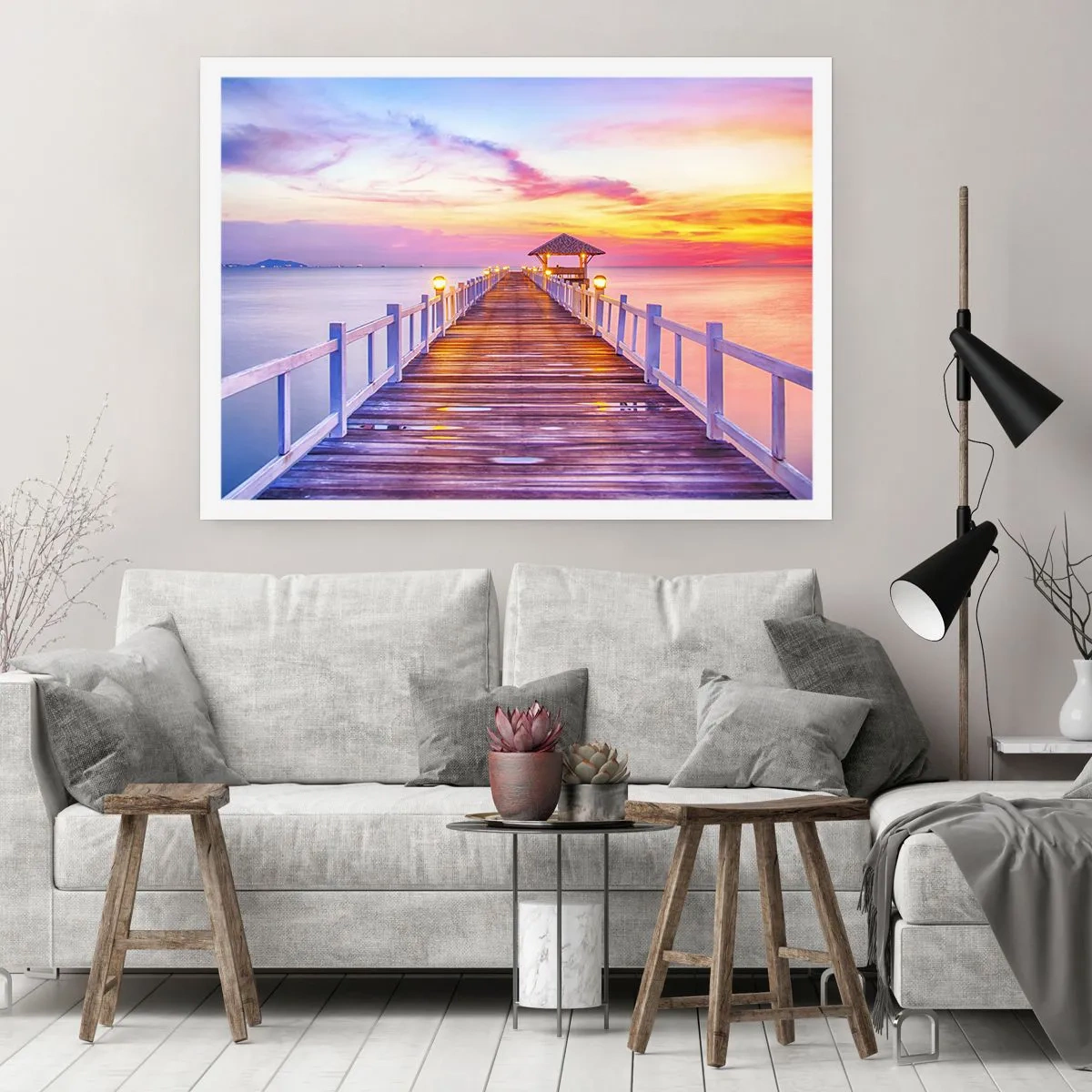 Plakat - Liliowo-złota cisza wieczoru - 70x50 cm