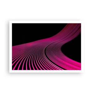 Plakat - Futurystyczne linie w odcieniach różu na czarnym tle - 100x70cm - Aleja światła - Nowoczesna dekoracja ścienna do salonu i sypialni ARTTOR