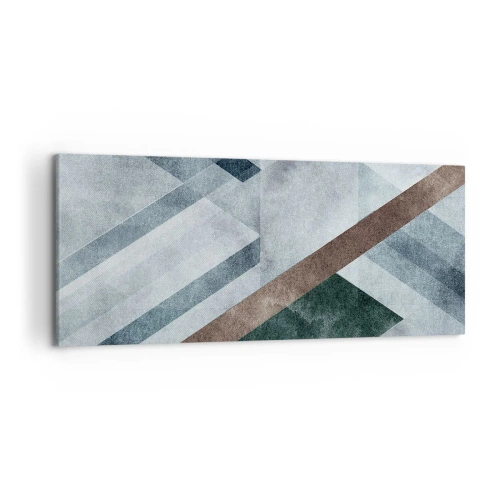 Obraz na płótnie - Geometryczne formy w chłodnych odcieniach błękitu i brązu - 120x50cm - Wyszukana elegancja geometrii - Nowoczesna dekoracja ścienna do salonu i sypialni ARTTOR