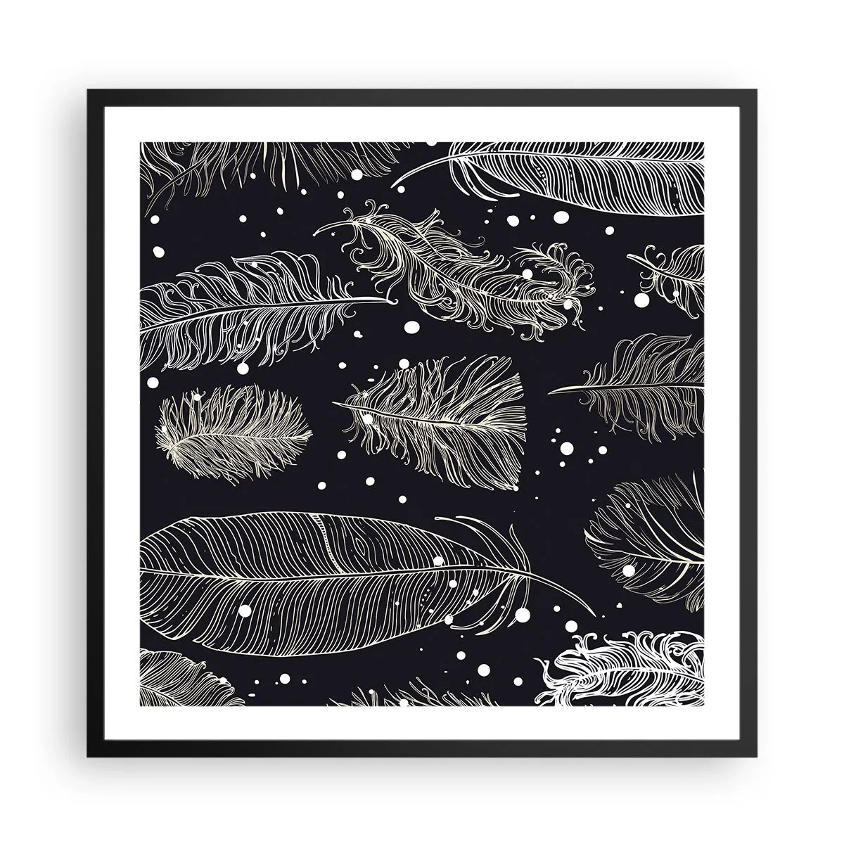 Plakat w czarnej ramie - Pierzasta koronka - 60x60 cm