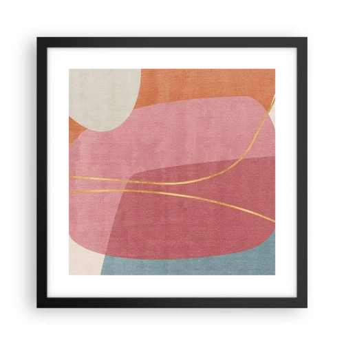 Plakat w czarnej ramie - Pastelowa kompozycja z nicią złota - 40x40 cm