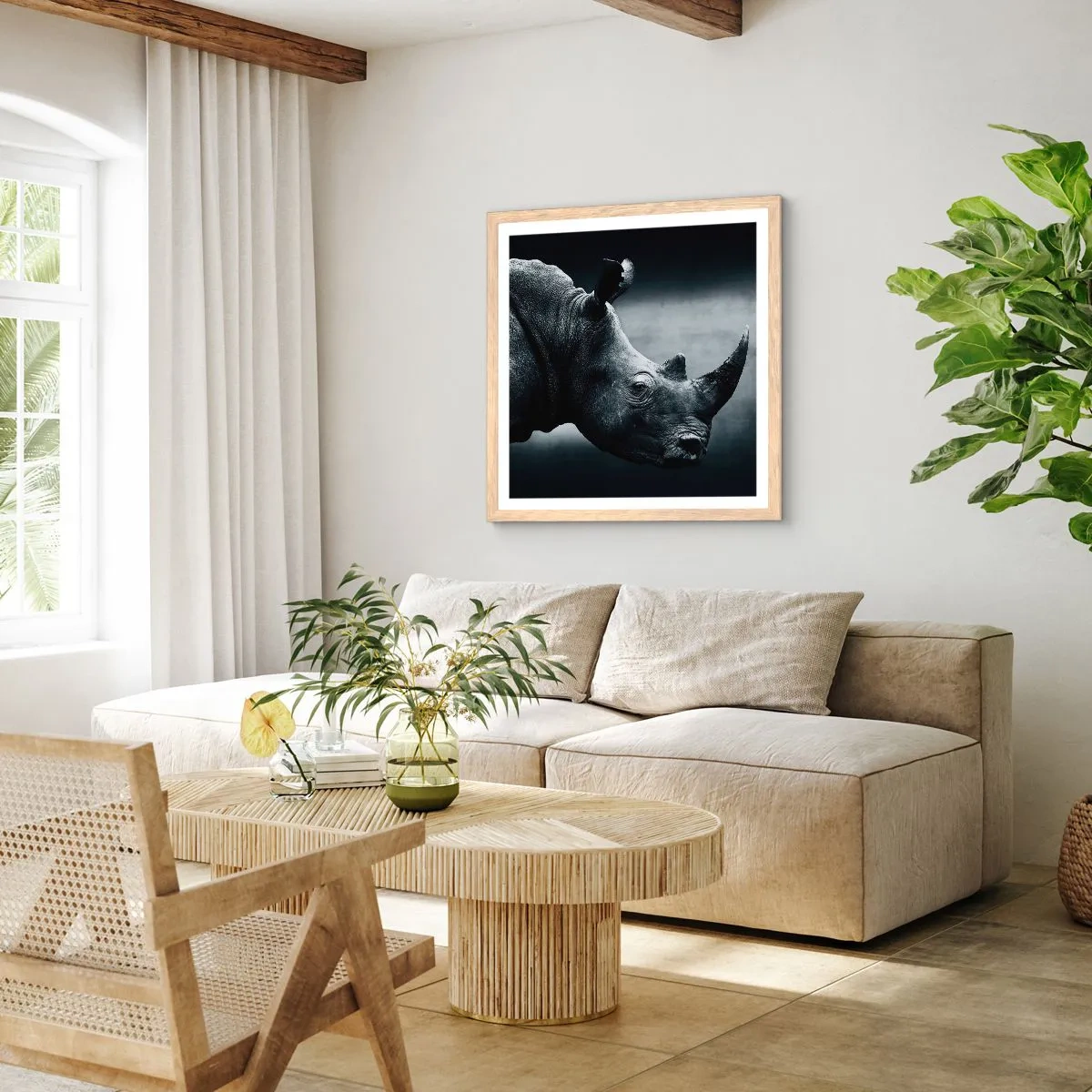 Plakat w ramie jasny dąb - Prawy profil - 40x40 cm